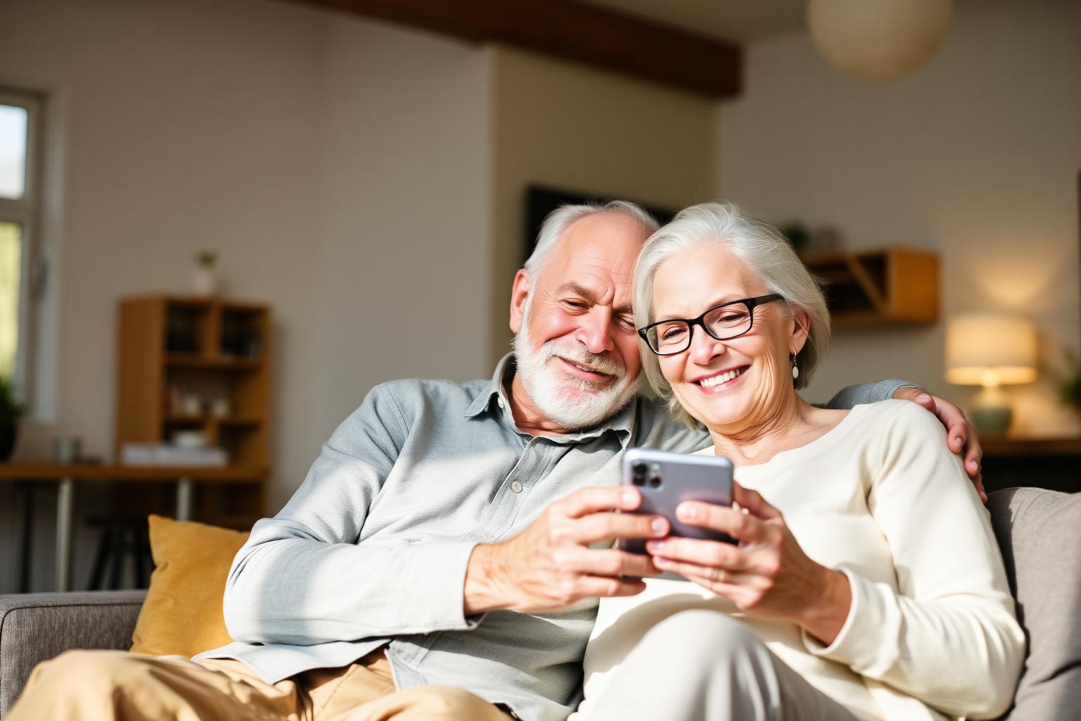 Couple reviewing their phone plan together at home